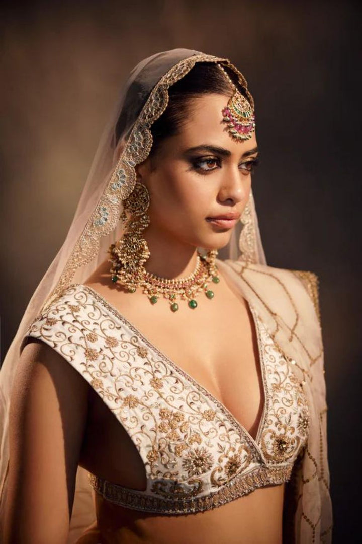 Ivory Blush all over Jaal Lehenga