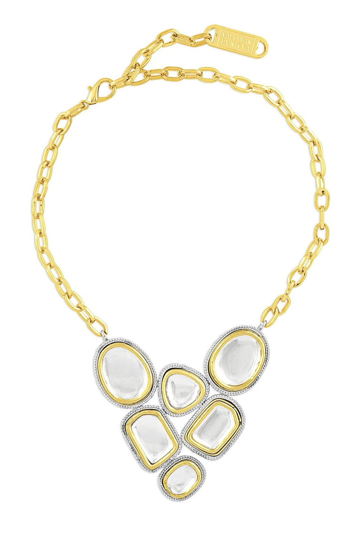 Gold & Silver Polki Heart Necklace