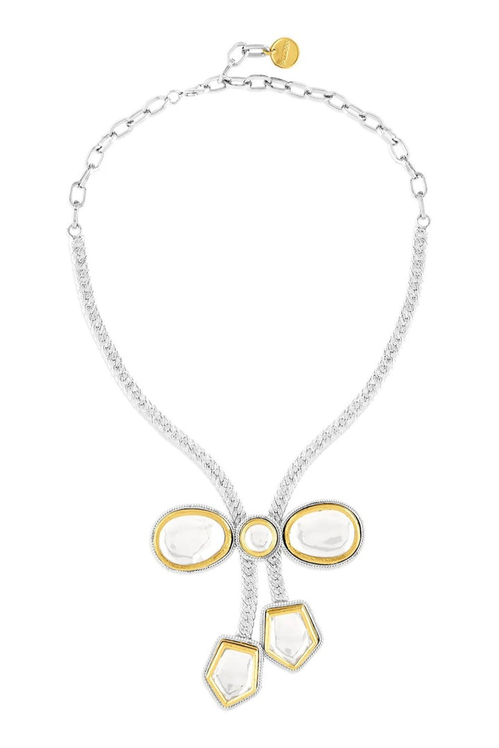 Gold & Silver Polki Bow Necklace