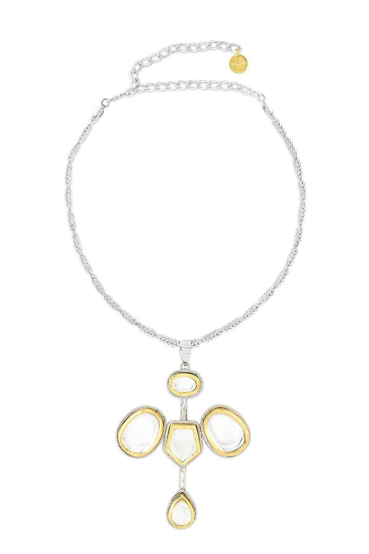 Gold & Silver Polki Vatican Necklace
