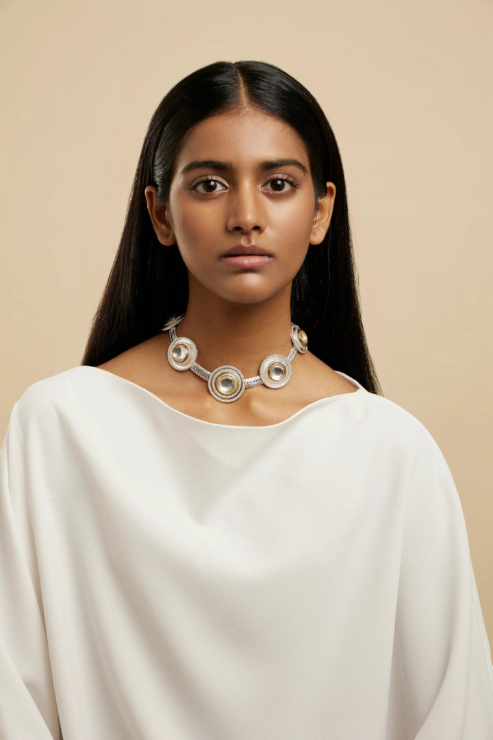 Polki Dot Necklace Silver