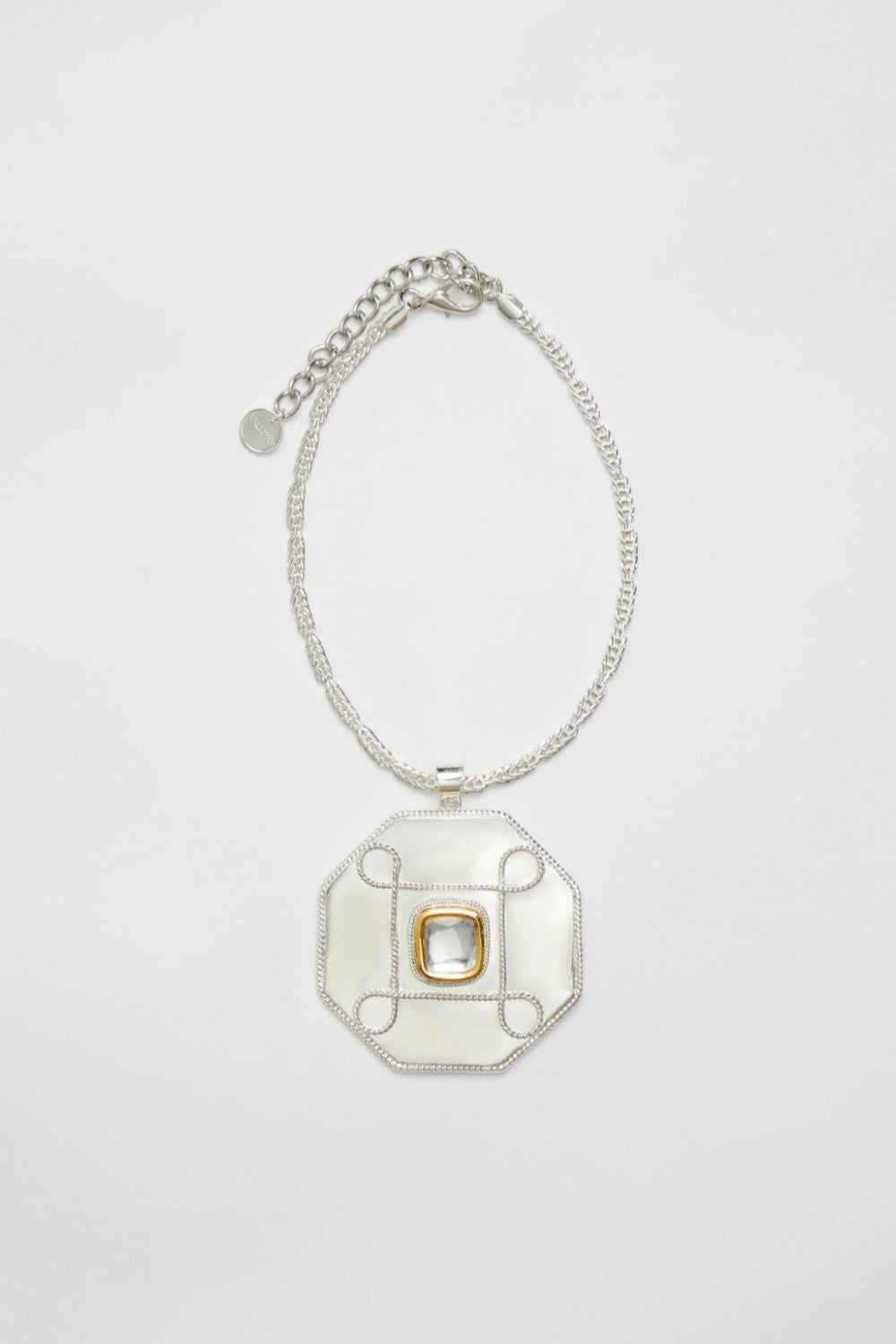 Polki Hexagon Medallion Necklace