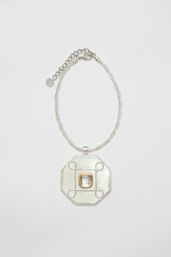 Polki Hexagon Medallion Necklace