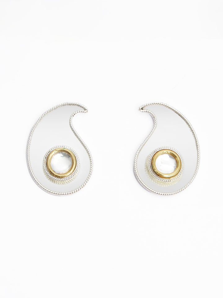 Polki Paisley Stud Earring Silver