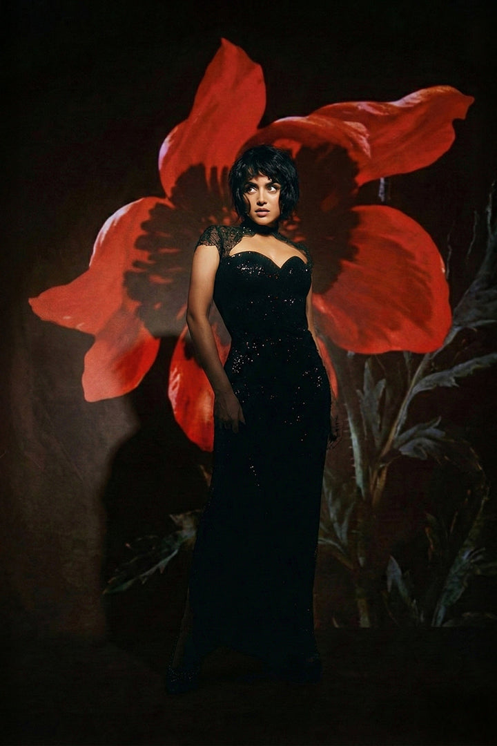 Midnight Lace Sequined Gown