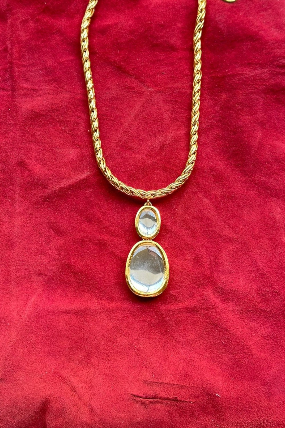 Polki 2 Drop Rope Necklace