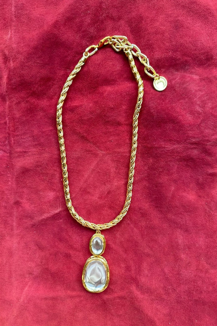 Polki 2 Drop Rope Necklace