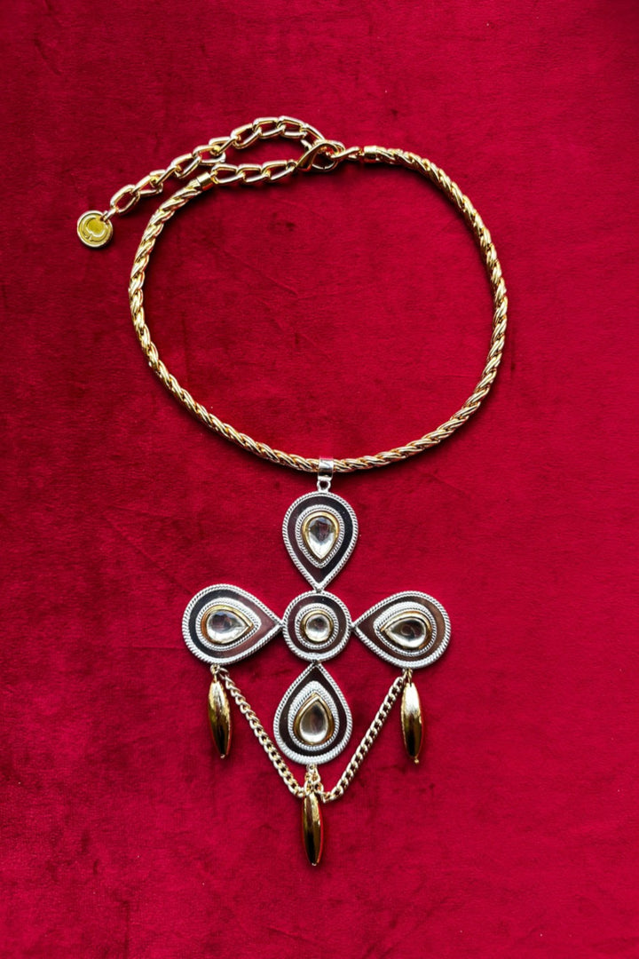 Polki Beaded Flower Drop Necklace
