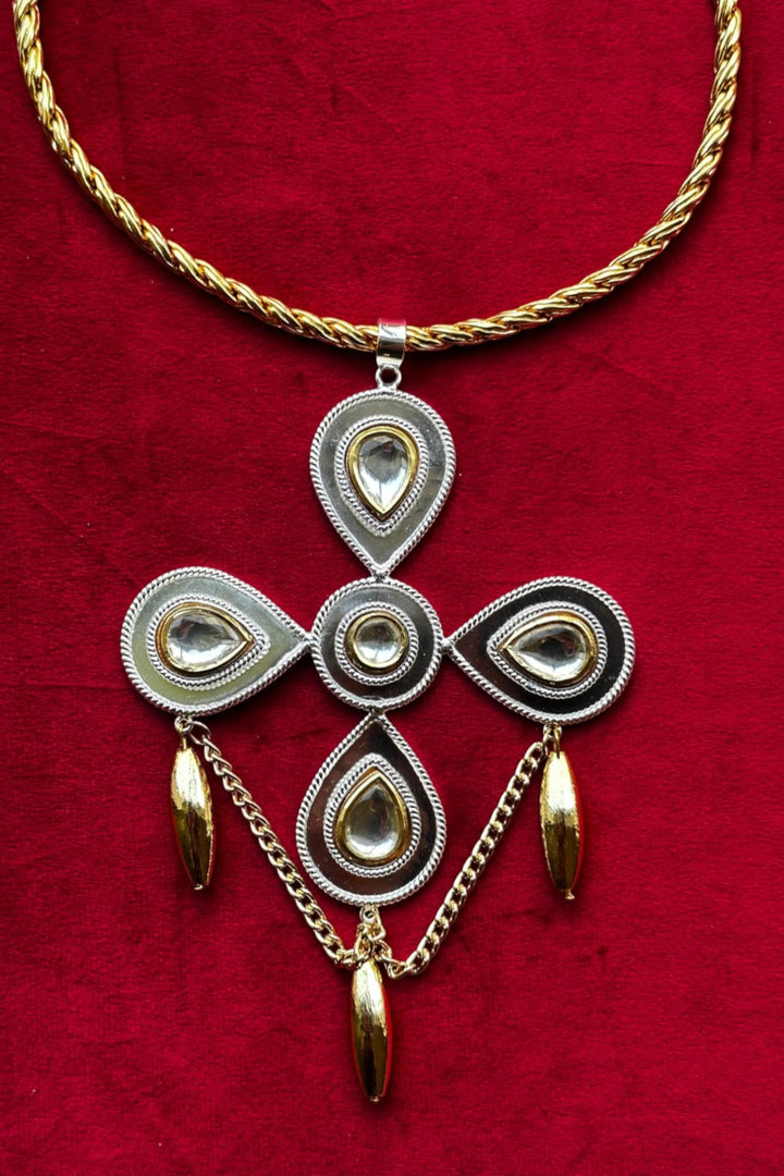 Polki Beaded Flower Drop Necklace