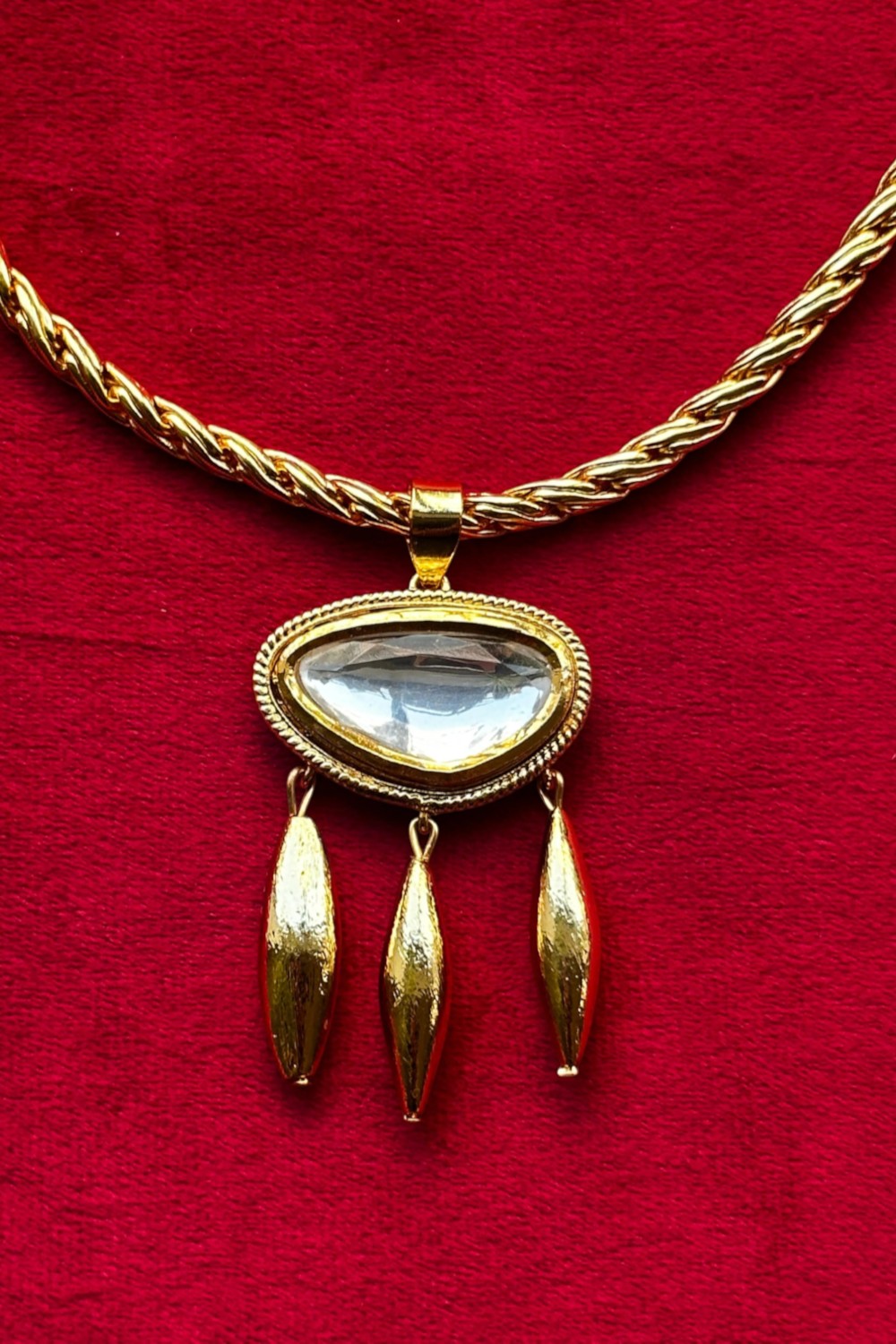 Polki Triangular Drop Necklace