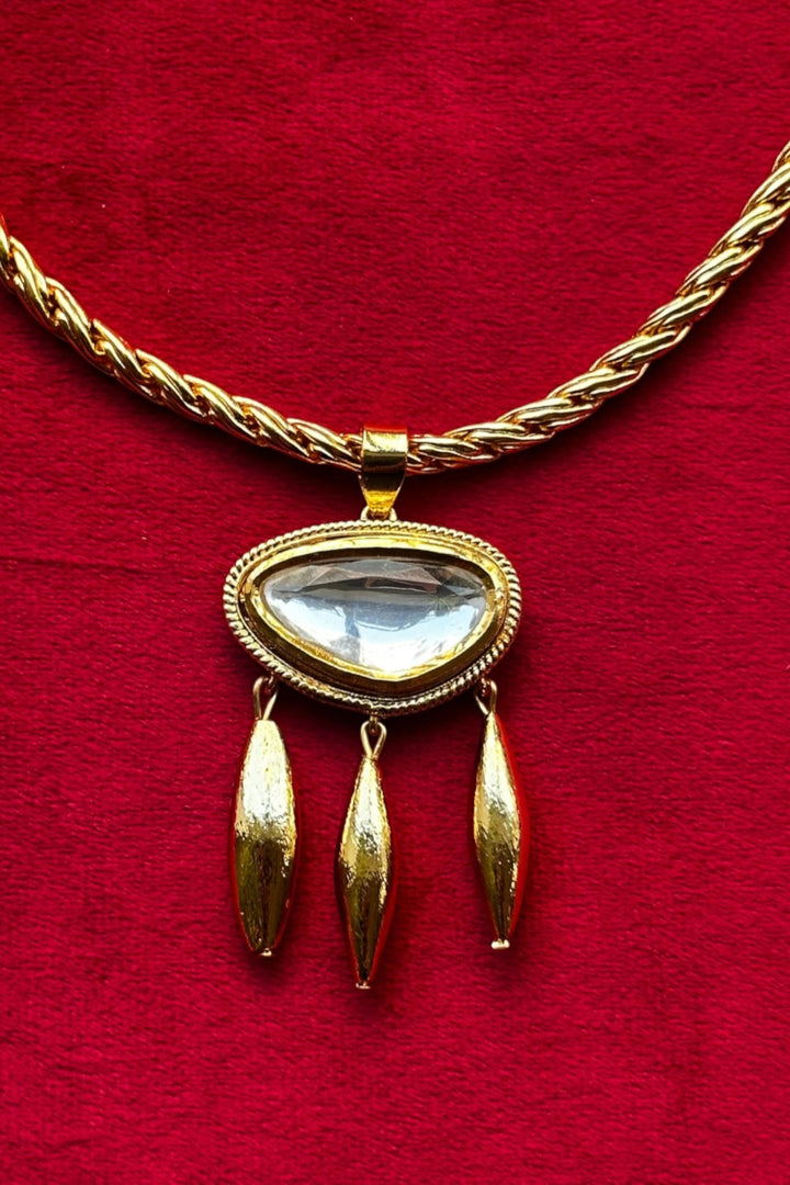 Polki Triangular Drop Necklace
