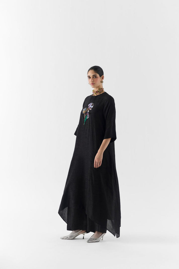 Back view of the Black Rose kurta set showing full silhouette