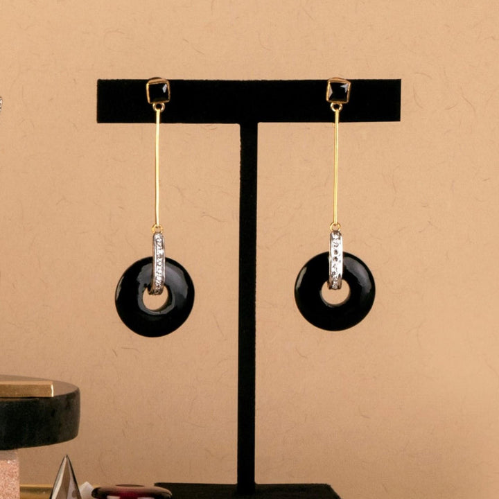 Black Disc Earrings