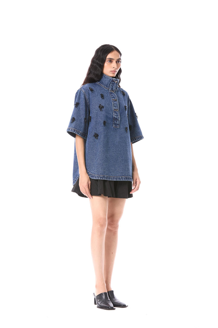 Comet Haze Embellished Denim Top