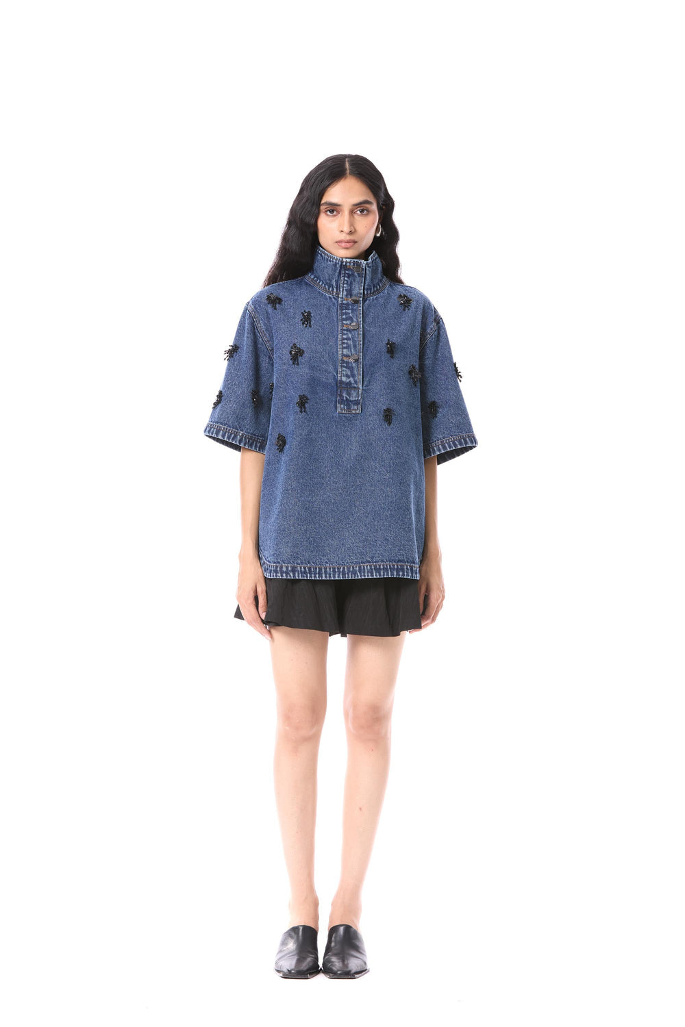 Comet Haze Embellished Denim Top