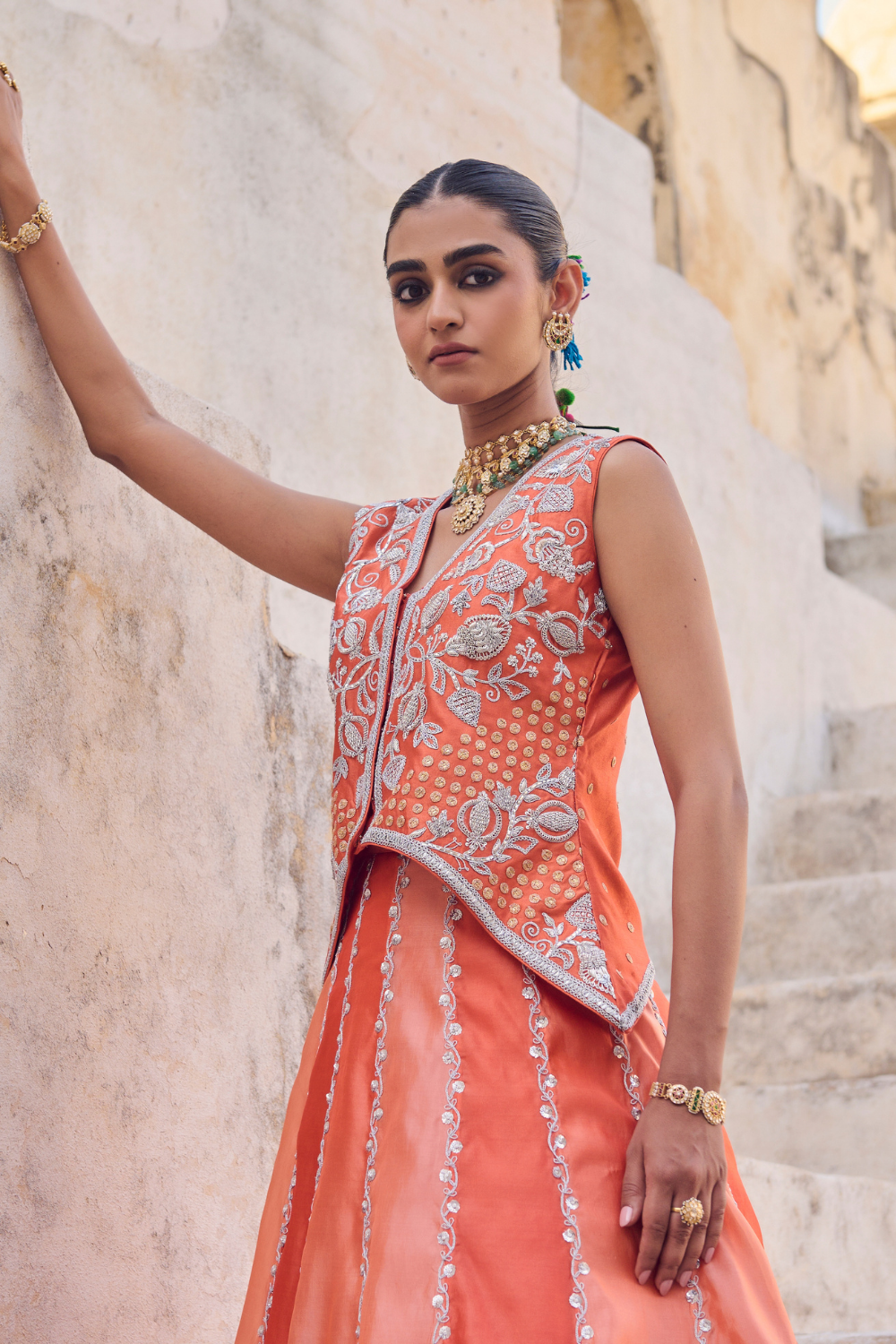 Saanjh Waistcoat Lehenga Set