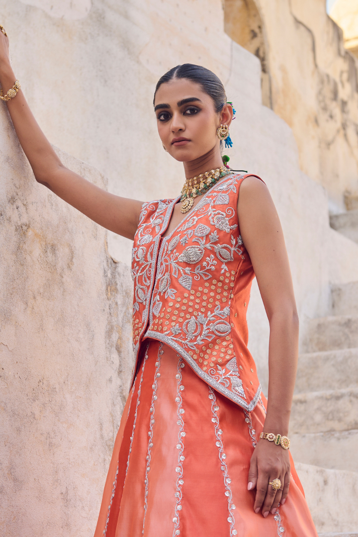 Saanjh Waistcoat Lehenga Set