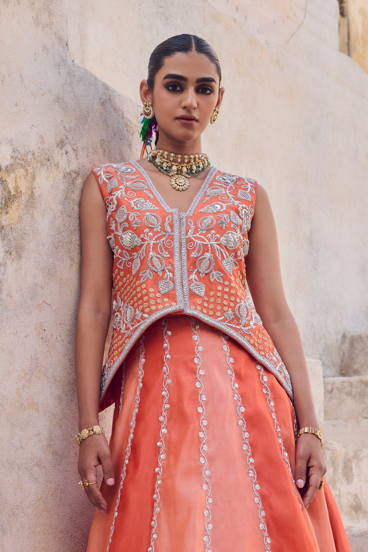Saanjh Waistcoat Lehenga Set