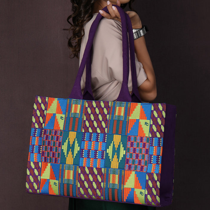 KENTE EMBROIDERED TOTE