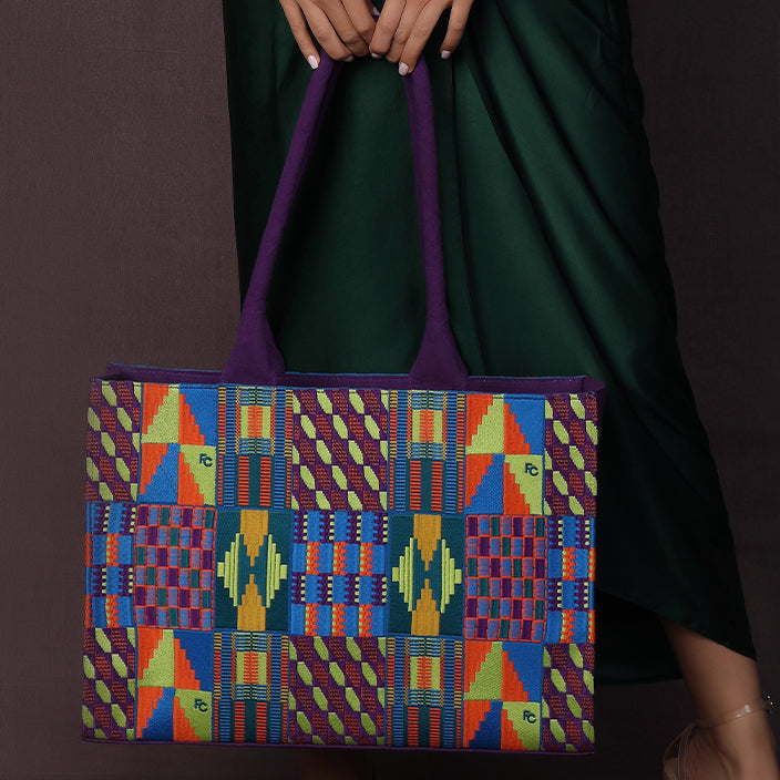 KENTE EMBROIDERED TOTE