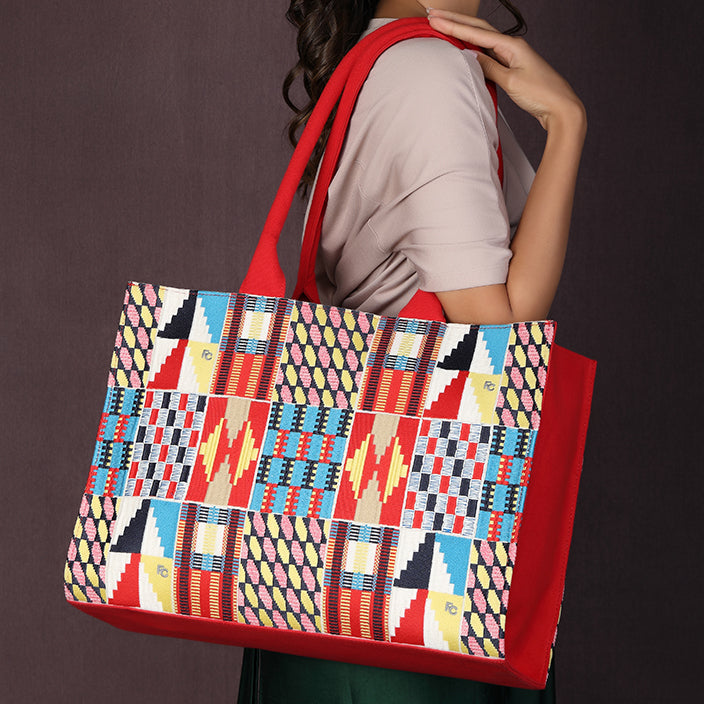 KENTE EMBROIDERED TOTE