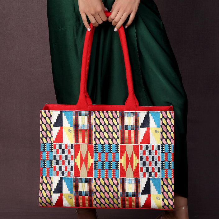 KENTE EMBROIDERED TOTE