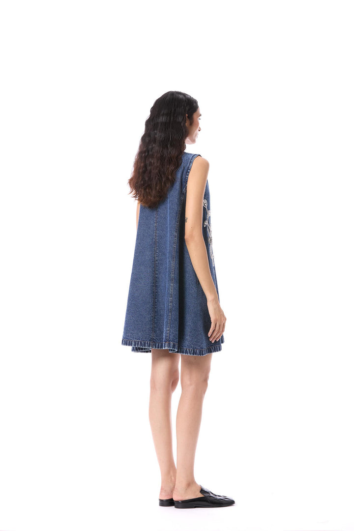 Larkspur Embellished Denim Dress
