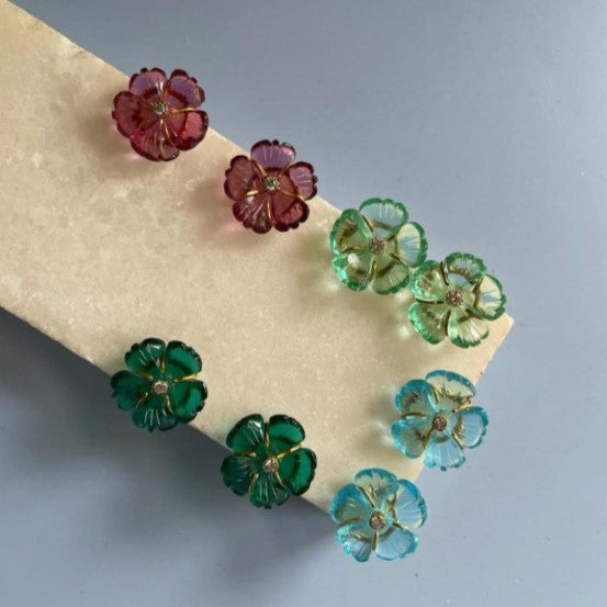 Mini Mint Green Floral Studs