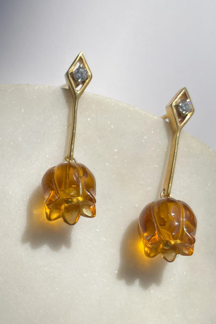 Orange Tulip Earrings