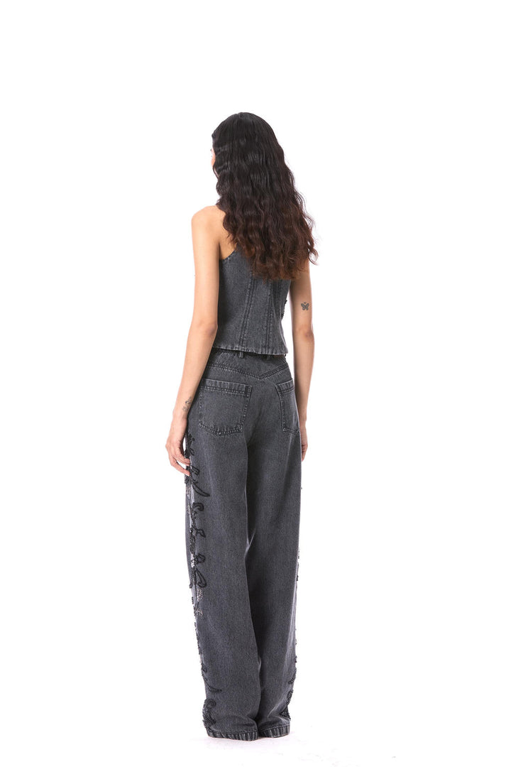 Petal Punk Embellished Denim Vest