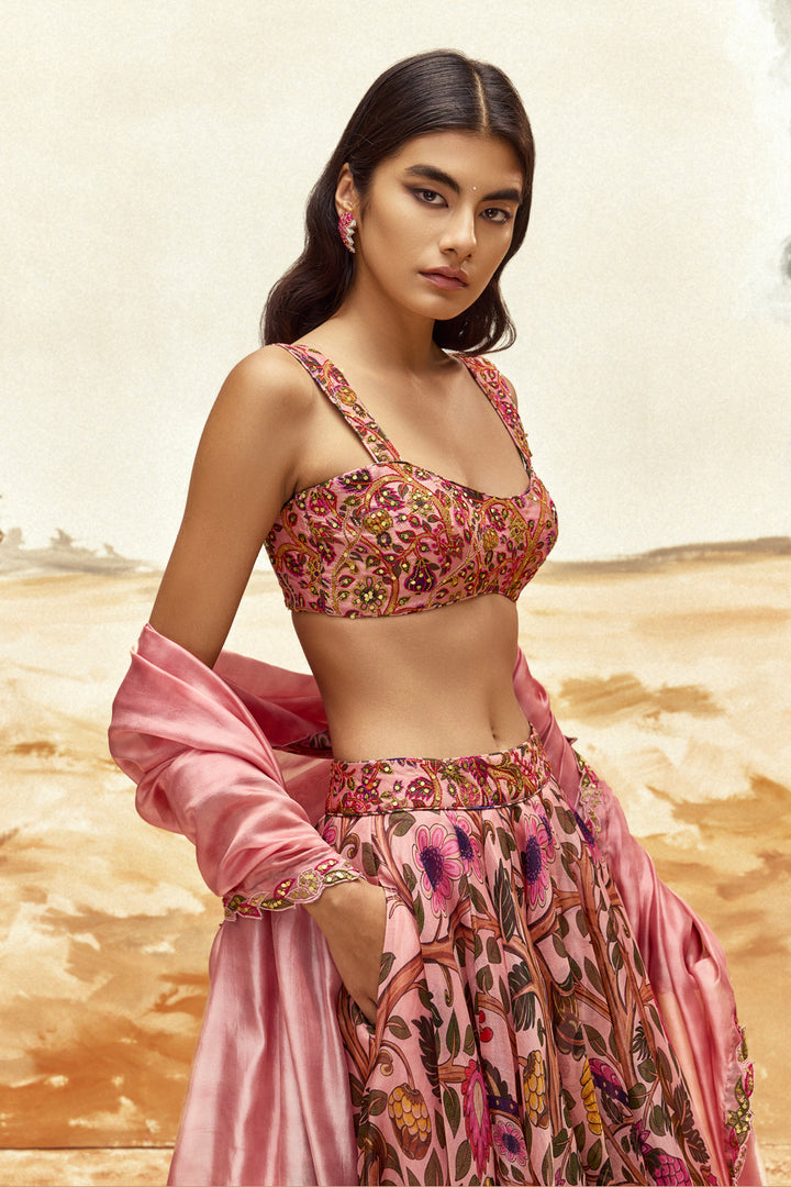 Johari Skirt Set (floral silk lehenga)