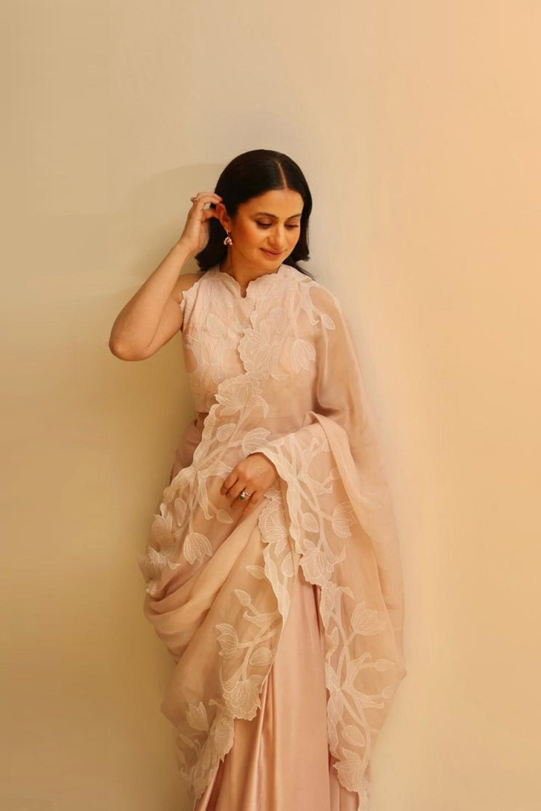 Wild Tulip Pre-Stitched Saree Set - Blush Pink