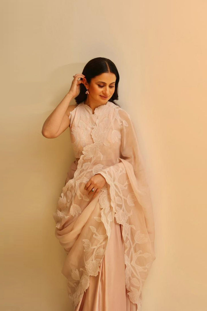 Wild Tulip Pre-Stitched Saree Set - Blush Pink