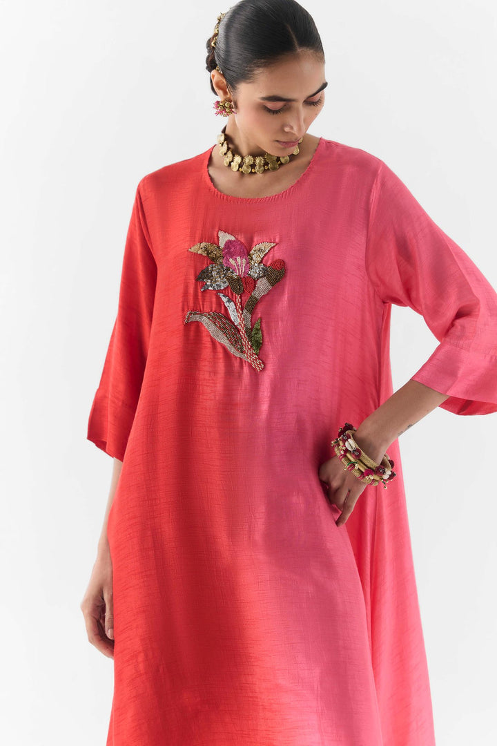 Side view of the Ruby kurta styled with matching pants
